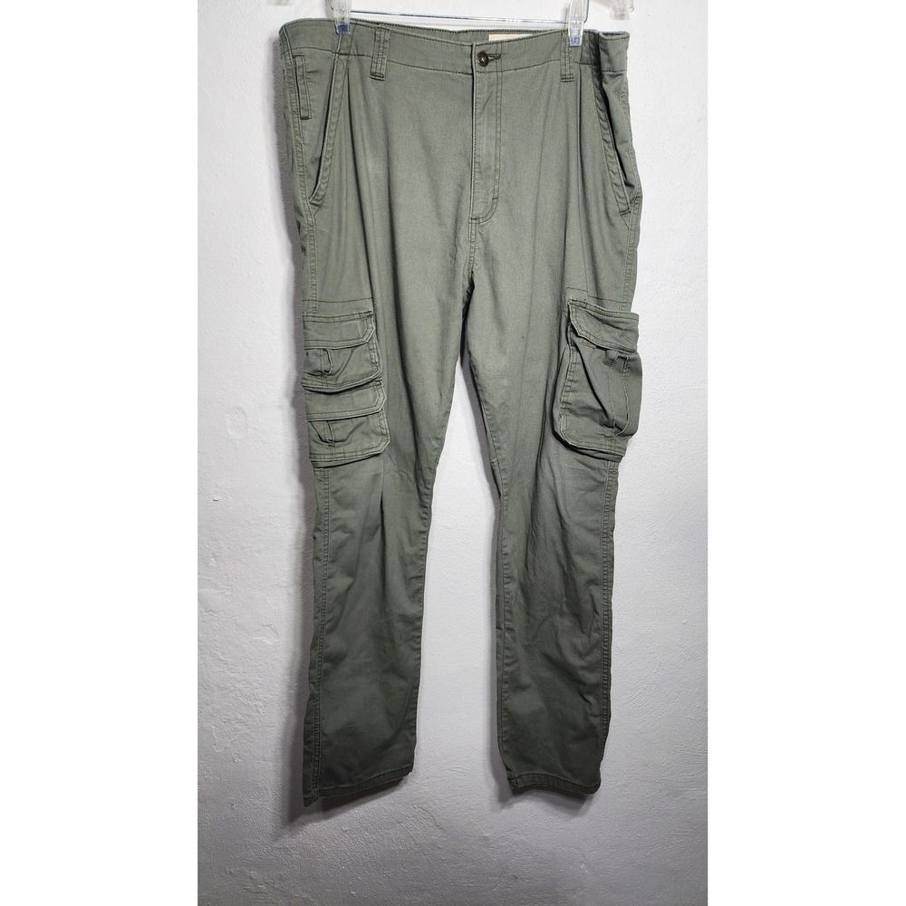 Wrangler Regular Taper Cargo Pants 38x32 Olive Green Stretch Utility
